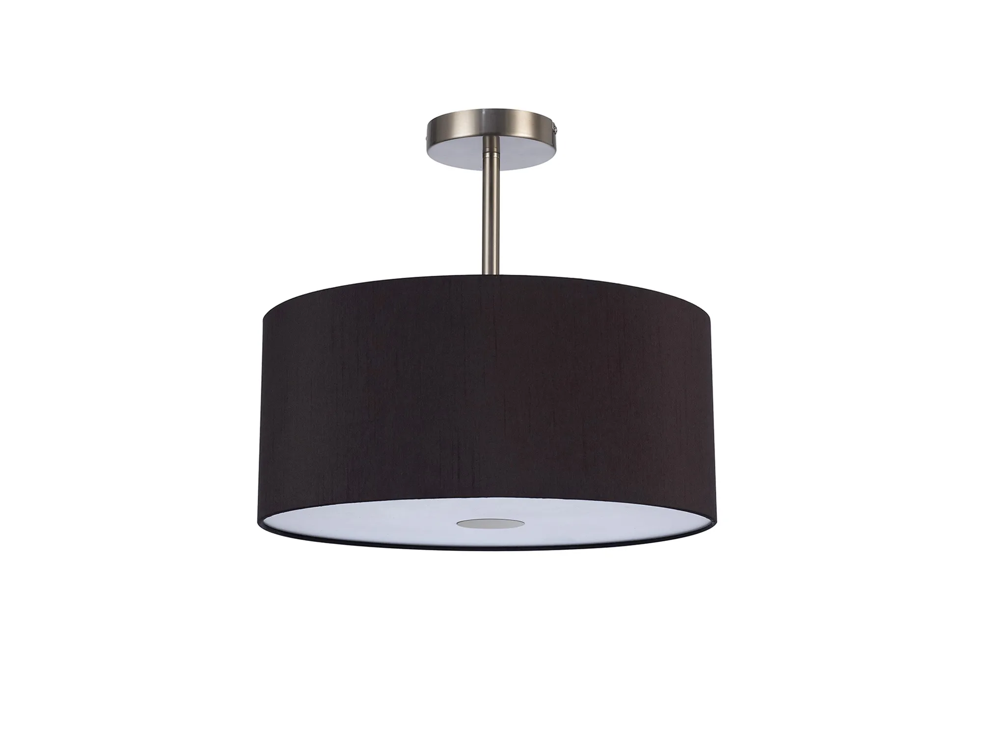 Baymont 40cm Semi Flush 3 Light Satin Nickel, Midnight Black/Green Olive, Frosted Diffuser DK0421  Deco Baymont SN BL/GR